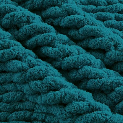 Carriediosa Chunky Knit Throw Blanket 50" x 60", 100% Hand Made, Teal - color: Teal, size: 50" X 60"