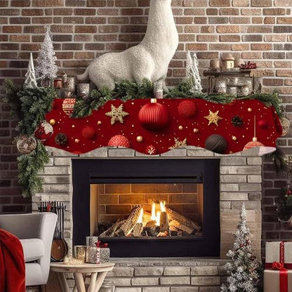 NYZE Christmas Mantel Scarf 70 x 17 Inch Fireplace Mantel Scarf Cover Decoration for Christmas Fireplace Scarf Shelf Top Runner Holiday Winter Home Decor - size: 70 x 17 in, style: Ball