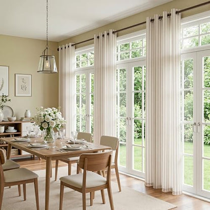 MYSKY HOME Taupe Striped Linen Curtains for Living Room 96 Inches 2 Panels - color: B-taupe, size: 52"W x 96"L (Pack of 2)