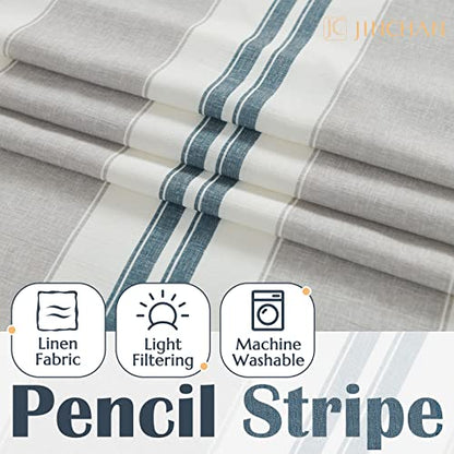 jinchan Linen Pencil Stripe Valances for Window 16 inch,Blue,1 Panel - color: Pencil Stripe | Blue Grey, size: 50"W x 16"L (Pack of 1)