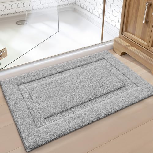 LUMI Ultra Soft Bathroom Rugs, Non Slip Bath Mat 20x32, Grey - color: Grey, size: 20" X 32"