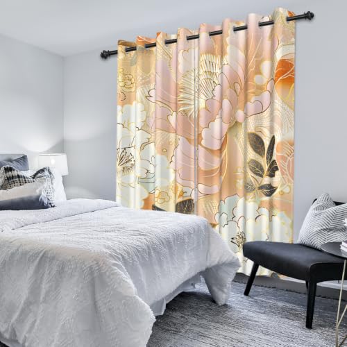 Luxury Floral Blackout Curtains for Bedroom 84 Inches Long - color: Floral-e