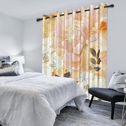 Luxury Floral Blackout Curtains for Bedroom 84 Inches Long - color: Floral-e