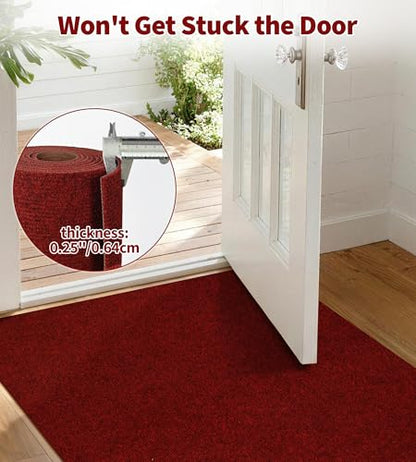 jxgzyy 2'11" x 4'11" Red Entry Rug with Scraper Pile - color: Dark Red, size: 2'11" x 4'11" (Rectangular)