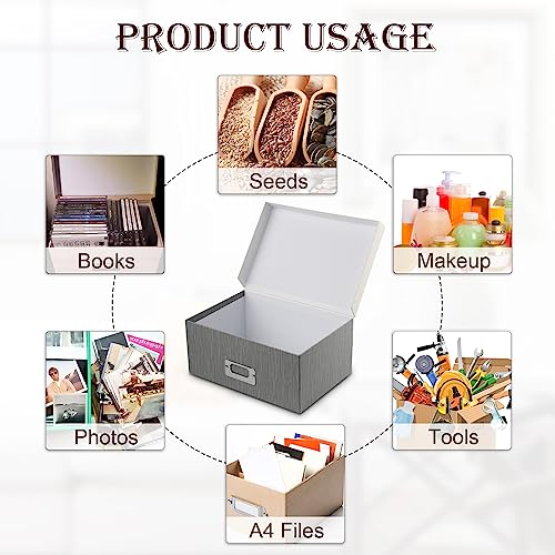 Briful Photo Boxes with Lids - 4 in 1 Set Waterproof Storage Boxes with Handles for Clothes, Shoes, Office, Cosmetic, Books - color: Dark Grey#031