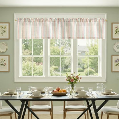 jinchan Linen Boxter Stripe Valances for Window 50 x 16 inch,Candy,1 Panel - color: Boxter Stripe | Candy on Linen, size: 50"W x 16"L (Pack of 1)