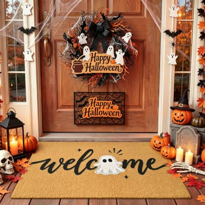 Halloween Welcome Mat Ghost Non-Slip Front Door Mat, 17x29 in - color: Ghost