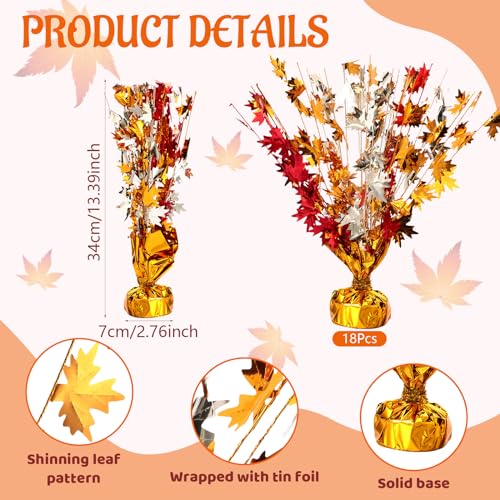 18 Pcs Fall Maple Leaves Centerpiece Metallic Foil Spray, Modern, Modern - color: Modern