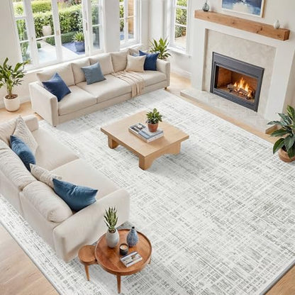 10x12 Washable Area Rug for Living Room Bedroom: Non-Slip Modern White Gray - color: White Gray, size: 10' x 12' (Rectangular)