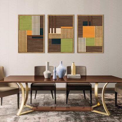 DRACIT Large Modern Abstract Wooden Wall Art Set-16"x24"x3 - color: brown,beige,black,orange