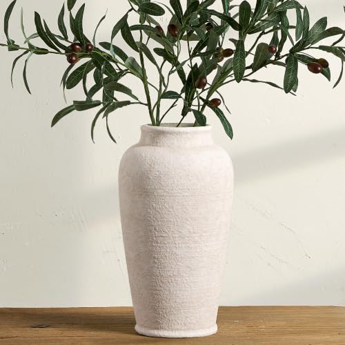 Ceramic Large Vase, Flower Vase Tall Rustic Farmhouse Decorative Vase Floral Pottery Vases for Home Decor Table Living Room Entryway Mantel Bedroom Bathroom Kitchen - 12" W - color: 12"- W