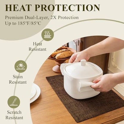 KXN Placemats Set of 4, Durable Dual-Layer Fabric Table Mats, Brown - color: Brown