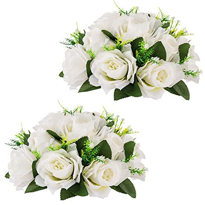 Flower Centerpieces for Wedding Tables: White, 2 Packs - color: Pure White