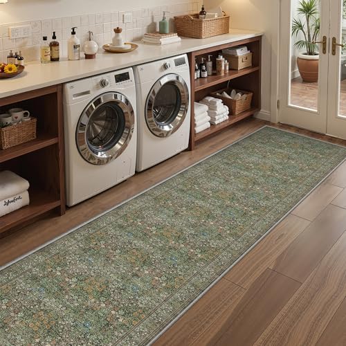 2x10 Runner Rug, Long Runners for Hallways Non Slip, Dark Green - color: Dark Green, size: 2' x 10' (Runner)