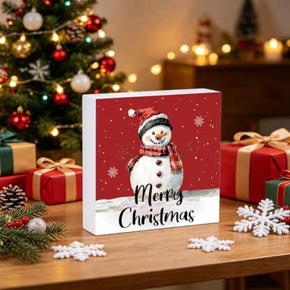 Christmas Decorations Indoor Christmas Decor Wooden Sign 5.9 x 5.9 Inch
