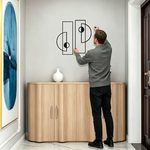 LumDecor 2 Pcs Black Abstract Metal Geometric Wall Decor Black Wall Art Minimalist Modern Geometric Wall Decoration for Living Room Bedroom Bathroom Kitchen Hallway Home Office
