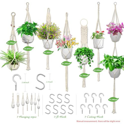 IGaiety Macrame Plant Hangers 7 Pack for Indoor Outdoor Boho Home Decor - size: 7 Pack