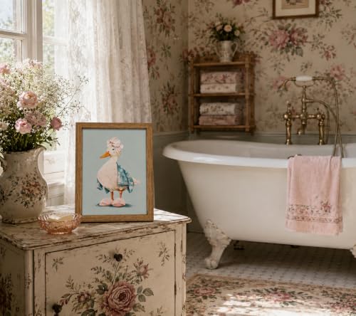 Framed Cute Duck Canvas Wall Art Poster Prints Bathroom 8×10In 1P Be Hung - color: bathroom-6, size: 8×10in