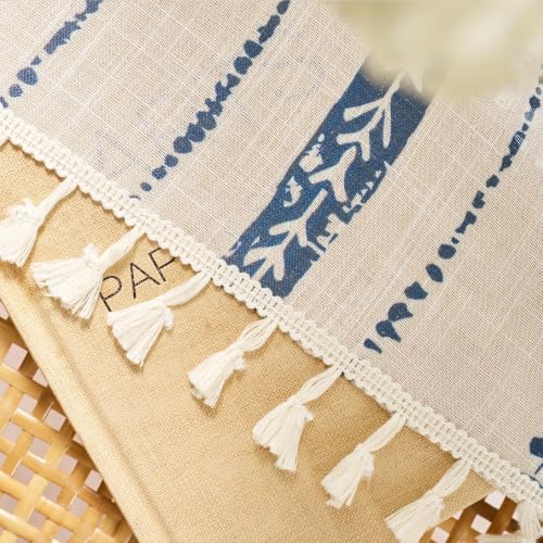Blue Boho Curtains for Living Room with Tassel 63 Inch 2 Panels - color: T-blue, size: 52"W x 63"L (Pack of 2)