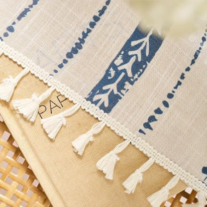 Blue Boho Curtains for Living Room with Tassel 63 Inch 2 Panels - color: T-blue, size: 52"W x 63"L (Pack of 2)