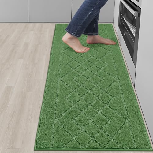 BEQHAUSE Kitchen Runner Rug Non Slip Kitchen Rugs, 20" x 59", Green - color: Green, size: 20" X 59"