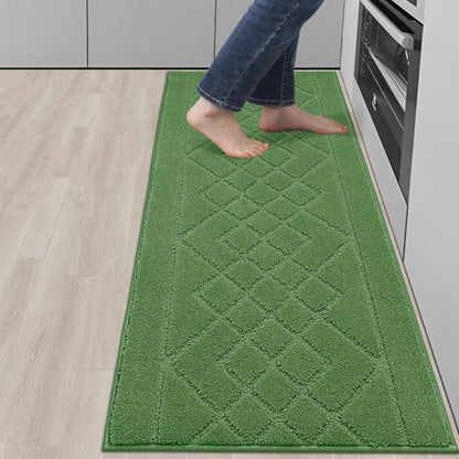 BEQHAUSE Kitchen Runner Rug Non Slip Kitchen Rugs, 20" x 59", Green - color: Green, size: 20" X 59"