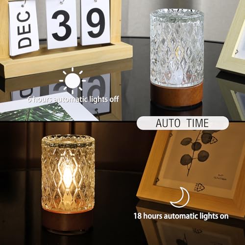 Battery Operated Light with Timer,Adult Night Lights for Bedroom,Mini Lamp for Lndoor Use in Bathroom, Hallway,Glass Decorative Warm Light Lamp (Warm Light)
