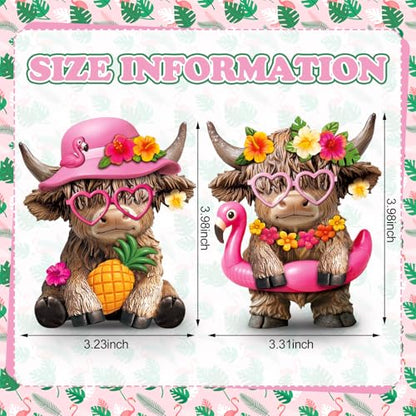 Karenhi 2 Pcs Flamingo Figurines Resin, Summer Decorations Tabletop Home - style: Hawaii