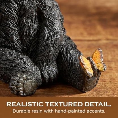 The Bridge Collection Decorative Black Bear Figurine with Butterfly Friend