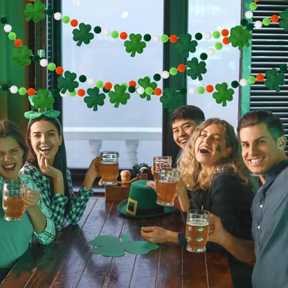 Jansun 8.2ft 3D St Patrick's Day Shamrock Felt Garland - color: Green Shamrock