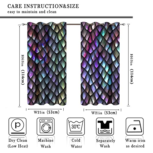 Fantasy Dragon Curtains,Vintage Mid Century Pink Purple Watercolor Metal Dragon Scales Window Drapes Thermal Insulated Grommet Blackout Curtains for Bedroom 2 Panels 45L x 21W - color: Fantasy Dragon, size: 42"W x 45"L (Pack of 1)