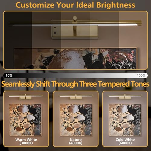 16in Brass Rechargeable Wireless Picture Light - color: Brass