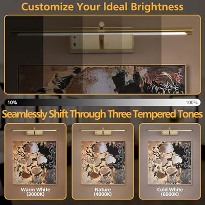 16in Brass Rechargeable Wireless Picture Light - color: Brass