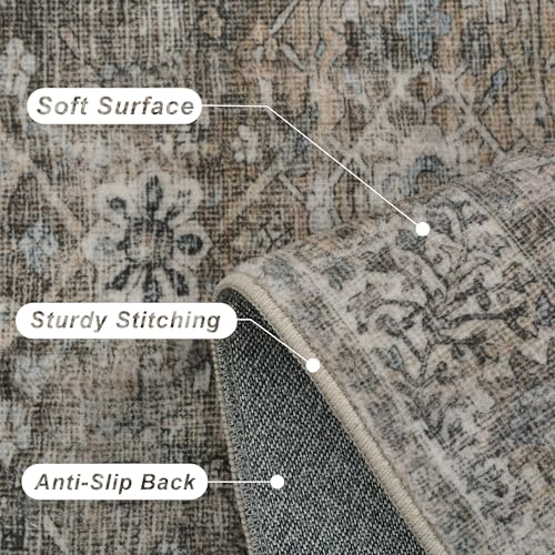 2x3 Entryway Rug Brown Grey Washable Kitchen Rugs for Entryway - color: Antique/Moss, size: 2'*3'(Rectangular)