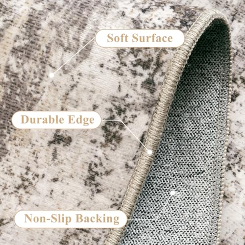 Washable Brown Grey Neutral Kitchen Runner Rug Set of 3 - color: Abstract | Brown Grey, size: 20"x32"+20"x48"+20"x59"
