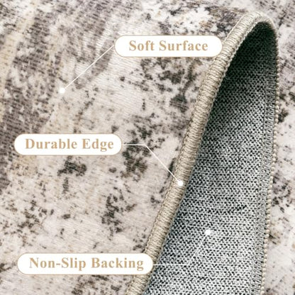 Washable Brown Grey Neutral Kitchen Runner Rug Set of 3 - color: Abstract | Brown Grey, size: 20"x32"+20"x48"+20"x59"