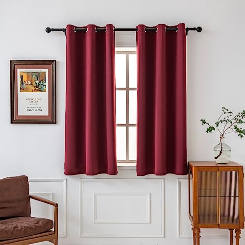 Pickluc Grommet Blackout Curtains 63 Inches Long 2 Panels Set, Thermal Insulated Drapes for Bedroom, Noise Reduction, Privacy Protection, Burgundy Red, 42" Wide x 63" Length - color: Burgundy Red, size: 42"W x 63"L (Pack of 2)