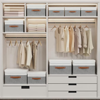 Yawinhe Collapsible Storage Bins,White/Grey,13.0x9.0x7.9in,1-Pack - color: White/Grey, size: M/(1 Pack)