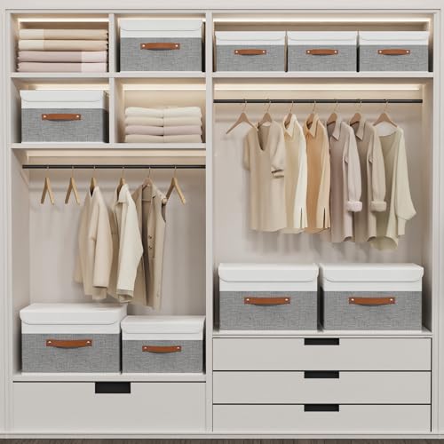 Yawinhe Collapsible Storage Bins,White/Grey,13.0x9.0x7.9in,1-Pack - color: White/Grey, size: M/(1 Pack)