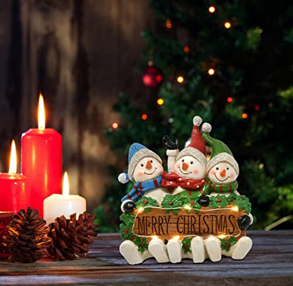 Gift Boutique - Mini Merry Christmas Snowman Trio LED Table Topper Decor