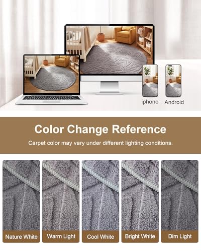Carvapet Washable 6.5 Round Rug Soft Non Slip Circular Rugs for Living Room - color: Geometric Dark Gray, size: 6.5' Round