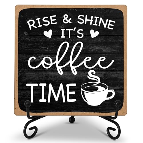 Farmhouse Coffee Bar Sign, Rise & Shine It's Coffee Time - color: Farmhouse Coffee