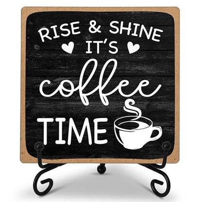 Farmhouse Coffee Bar Sign, Rise & Shine It's Coffee Time - color: Farmhouse Coffee