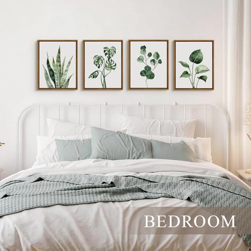 VIYYIEA Sage Green Botanical Wall Art Set of 4, Watercolor Painting, 8 x 10 - color: Greenery Collection, size: 10"L x 8"W
