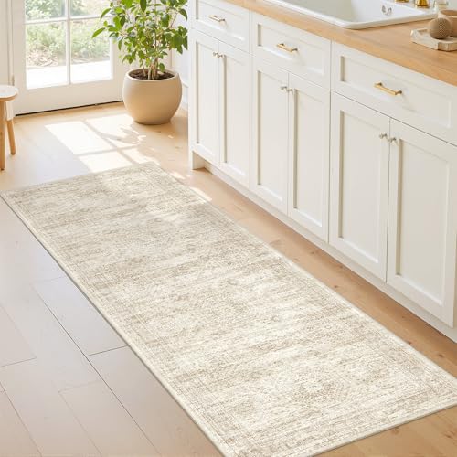 2x6 Runner Rug Non Slip,Washable Hallway Runner Rug,Beige - color: Beige/Ivory, size: 2' x 6' (Runner)