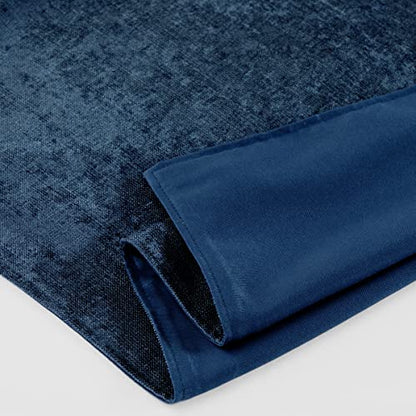 AMBERIS Bed Runner Dark Blue, Chenille Soft No Fading Modern Bed Scarf (Pillowcases Sold Separately) - color: Dark Blue, size: 5'11" x 1'8" (for 1.2m Bed)