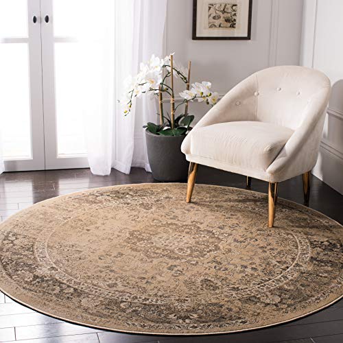 SAFAVIEH Vintage Collection Area Rug - 5'3" x 7'6" Oval, Warm Beige, Oriental Medallion Distressed Viscose Design, Ideal for High Traffic Areas in Living Room, Bedroom (VTG113-660) - color: Warm Beige, size: 5'3" x 7'6" (Oval)