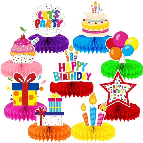 Birthday Table Decorations, 9 Pcs Colorful Birthday Centerpieces for Tables - style: Birthday