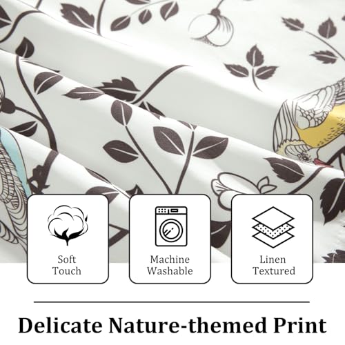 Leeva Farmhouse Bird Floral Rod Pocket Kitchen Valance, 52 x 18, 1 Panel - color: A5, size: 52"W x 18"L (Pack of 1)