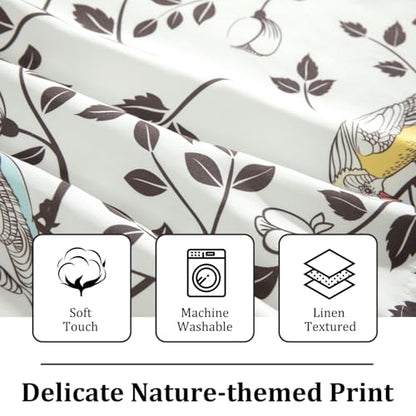 Leeva Farmhouse Bird Floral Rod Pocket Kitchen Valance, 52 x 18, 1 Panel - color: A5, size: 52"W x 18"L (Pack of 1)